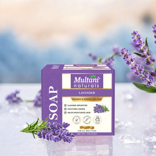 Multani Naturals Lavender Soap I, Essential Oils & Glycerin I Helps Reduces Inflammation, Cleanses & Exfoliates Dead Skin Cells, Relaxes Mind, Body & Soul and Fights Skin Infections Naturally with Every Use I Kind to all Skins