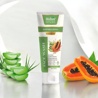 Multani Naturals Aloe Vera & Papaya Face Wash I Ayurvedic Cleanser infused with Papaya, Aloe Vera Extracts I Face Cleanser Clinically & Dermatologically Tested Herba I Paraben Free I Sulphate Free I Kind to All Skin Types