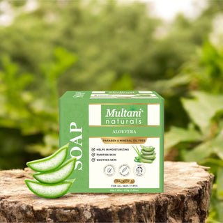 Multani Naturals Aloe Vera Soap I  Ayurvedic Bath Soap for Men & Women | Handmade Herbal Soap Bar with Aloe Vera Extracts | Glycerin & Essential Oils I Helps Skin Moisturize & Hydrate, Heal & Repair and Soften & Revitalize with Every Use