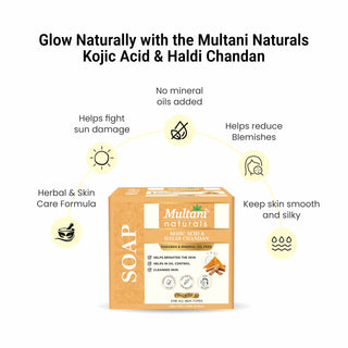 Multani Naturals 1% kojic acid & haldi chandan soap | Helps from acne, melasma, & sun damage | Dermatologically Tested | Suitable for All Skin Type