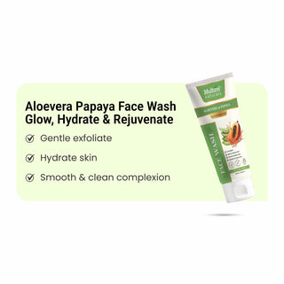 Multani Naturals Aloe Vera & Papaya Face Wash I Ayurvedic Cleanser infused with Papaya, Aloe Vera Extracts I Face Cleanser Clinically & Dermatologically Tested Herba I Paraben Free I Sulphate Free I Kind to All Skin Types
