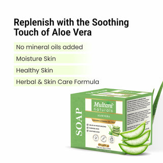 Multani Naturals Aloe Vera Soap I  Ayurvedic Bath Soap for Men & Women | Handmade Herbal Soap Bar with Aloe Vera Extracts | Glycerin & Essential Oils I Helps Skin Moisturize & Hydrate, Heal & Repair and Soften & Revitalize with Every Use