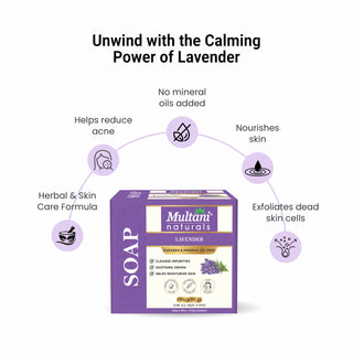 Multani Naturals Lavender Soap I, Essential Oils & Glycerin I Helps Reduces Inflammation, Cleanses & Exfoliates Dead Skin Cells, Relaxes Mind, Body & Soul and Fights Skin Infections Naturally with Every Use I Kind to all Skins