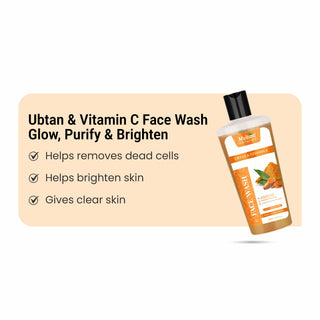 Multani Naturals Ubtan & Vitamin C Face Wash | Ayurvedic Face Cleanser with Essential Oils for Men & Women –Unisex I Face Cleanser Clinically & Dermatologically Tested Herbal Face Wash for Skin With Sulphate Free I  Kind to All Skin Types