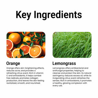 Multani Naturals Orange & Lemongrass Soap I 100 % Ayurvedic Bath Soap for Men & Women I Handmade Herbal Soap Bar with Lemongrass Extract, Orange Oil & Glycerin I, Rich in Vitamin C,  I Kind to Oily & Acne-Prone Skin