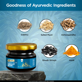 Multani Essentials Himalayan Shilajit Resin with Ashwagandha, Gokhru, Haldi, Safed Musli | Supports Stamina & Rejuvenation | More Than 70% Fulvic Acid