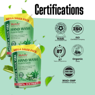 Multani Naturals Neem & Aloe Vera Hand Wash Combo Pack | 99.9% Germ Protection | Family Hygiene Value Pack