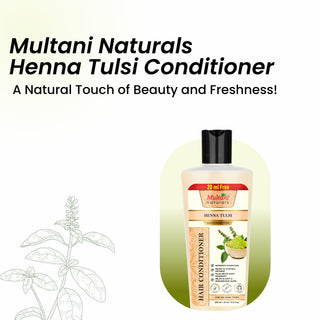 Multani Naturals Henna & Tulsi Hair Conditioner | For Silkier & Denser Hair | Improves Hair Texture| For Frizz Free & Dandruff Control | SLS & Paraben Free | Dermatologically Tested