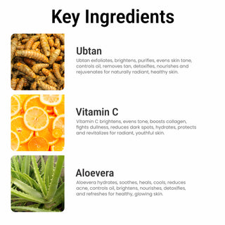 Multani Naturals Ubtan & Vitamin C Face Wash | Ayurvedic Face Cleanser with Essential Oils for Men & Women –Unisex I Face Cleanser Clinically & Dermatologically Tested Herbal Face Wash for Skin With Sulphate Free I  Kind to All Skin Types