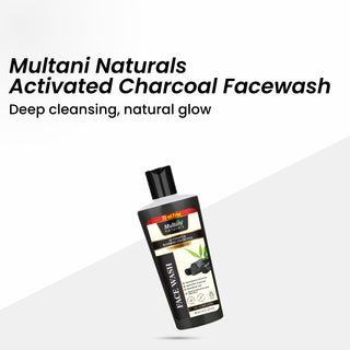 Multani Naturals Charcoal Face Wash for Men & Women | Detox & Deep Cleanse with Activated Bamboo Charcoal | Oil-Control, Acne-Prone Skin | 100 Ml