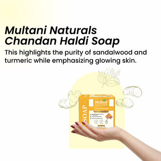Multani Naturals Chandan Haldi Soap I Ayurvedic Bath Soap for Men & Women I Handmade Herbal Soap Bar with Sandalwood (Chandan), Turmeric (Haldi) & Glycerin I Protects Skin from Environmental Stressor,I Kind to Sensitive & Stressed Skins