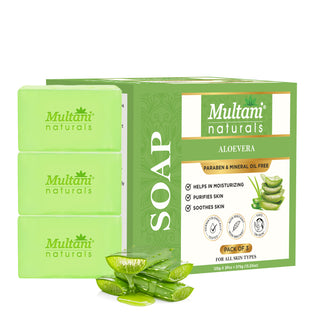 Multani Naturals Aloe Vera Soap I  Ayurvedic Bath Soap for Men & Women | Handmade Herbal Soap Bar with Aloe Vera Extracts | Glycerin & Essential Oils I Helps Skin Moisturize & Hydrate, Heal & Repair and Soften & Revitalize with Every Use