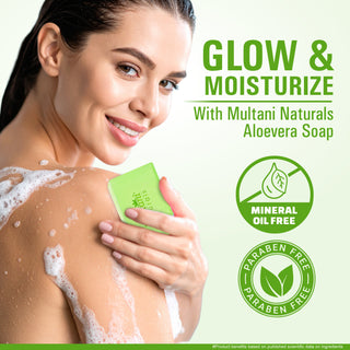 Multani Naturals Aloe Vera Soap I Ayurvedic Bath Soap for Men & Women | Handmade Herbal Soap Bar with Aloe Vera Extracts | Glycerin & Essential Oils I Helps Skin Moisturize & Hydrate, Heal & Repair and Soften & Revitalize with Every Use