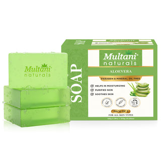Multani Naturals Aloe Vera Soap I Ayurvedic Bath Soap for Men & Women | Handmade Herbal Soap Bar with Aloe Vera Extracts | Glycerin & Essential Oils I Helps Skin Moisturize & Hydrate, Heal & Repair and Soften & Revitalize with Every Use