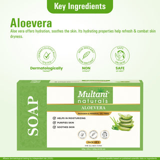 Multani Naturals Aloe Vera Soap I  Ayurvedic Bath Soap for Men & Women | Handmade Herbal Soap Bar with Aloe Vera Extracts | Glycerin & Essential Oils I Helps Skin Moisturize & Hydrate, Heal & Repair and Soften & Revitalize with Every Use
