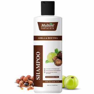 Multani Naturals Amla & Reetha Hair Shampoo | Anti-Hair Fall Shampoo | Shampoo for Thick & Strong Hair | Ayurvedic Shampoo for Healthy Hair | Dermatologically Tested | Suitable for All Hair |