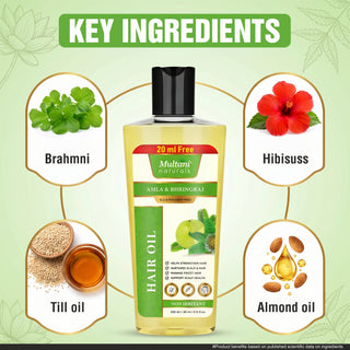 Multani Naturals Amla & Bhringraj Hair Oil | Helps Strengthen Hair | Nurtures Scalp & Hair | manage Frizzy Hair | Support Scalp Health