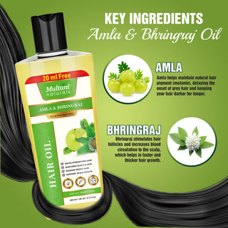 Multani Naturals Amla & Bhringraj Hair Oil | Helps Strengthen Hair | Nurtures Scalp & Hair | manage Frizzy Hair | Support Scalp Health