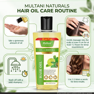 Multani Naturals Amla & Bhringraj Hair Oil | Helps Strengthen Hair | Nurtures Scalp & Hair | manage Frizzy Hair | Support Scalp Health