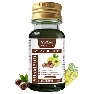 Multani Naturals Amla & Reetha Hair Shampoo | Anti-Hair Fall Shampoo | Shampoo for Thick & Strong Hair | Ayurvedic Shampoo for Healthy Hair | Dermatologically Tested | Suitable for All Hair |