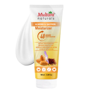 Multani Naturals Almond & Saffron Moisturizer | Instant Skin Hydration | Improved Skin Texture | Hydrate Your Skin Within 30 Minutes of Application