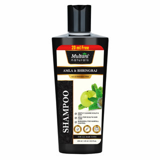 Multani Naturals Amla & Bhringraj Shampoo | Hair Growth, Dandruff Control & Scalp Irritation Relief | Paraben & SLS Free | Dermatologically Tested | 270ml
