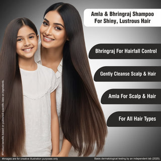 Multani Naturals Amla & Bhringraj Shampoo | Hair Growth, Dandruff Control & Scalp Irritation Relief | Paraben & SLS Free | Dermatologically Tested | 270ml
