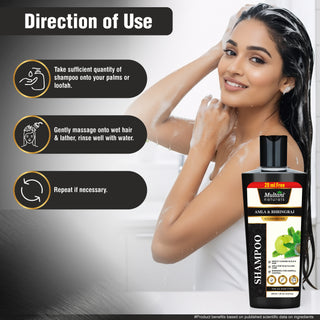Multani Naturals Amla & Bhringraj Shampoo | Hair Growth, Dandruff Control & Scalp Irritation Relief | Paraben & SLS Free | Dermatologically Tested | 270ml