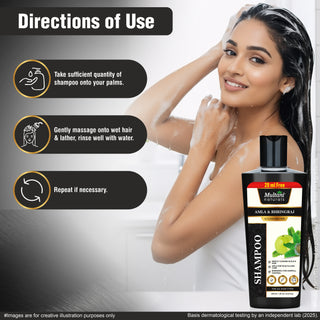Multani Naturals Amla & Bhringraj Shampoo | Hair Growth, Dandruff Control & Scalp Irritation Relief | Paraben & SLS Free | Dermatologically Tested | 270ml