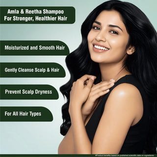 Multani Naturals Amla & Reetha Hair Shampoo | Anti-Hair Fall Shampoo | Shampoo for Thick & Strong Hair | Ayurvedic Shampoo for Healthy Hair | Dermatologically Tested | Suitable for All Hair |