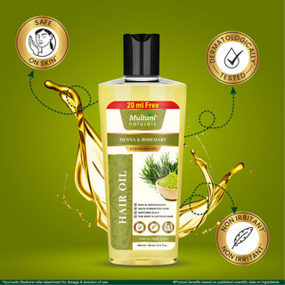 Multani Naturals Henna & Rosemary Hair Oil | Rich in Antioxidants | Helps Strengthen Hair | Nurtures Scalp | For Shiny & Lustrous Hair |