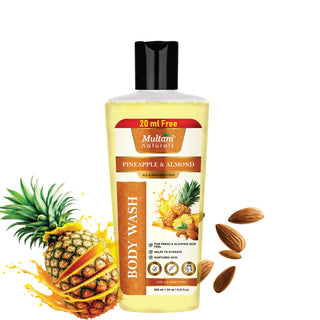 Multani Naturals Pineapple & Almond Body Wash | For Fresh & Glowing Skin Feel| Helps to Hydrate | Nurtures Skin |