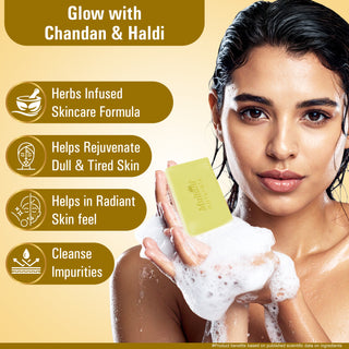 Multani Naturals Chandan Haldi Soap I Ayurvedic Bath Soap for Men & Women I Handmade Herbal Soap Bar with Sandalwood (Chandan), Turmeric (Haldi) & Glycerin I Protects Skin from Environmental Stressor,I Kind to Sensitive & Stressed Skins