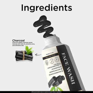 Multani Naturals Charcoal Face Wash for Men & Women | Detox & Deep Cleanse with Activated Bamboo Charcoal | Oil-Control, Acne-Prone Skin | 100 Ml