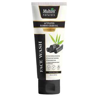 Multani Naturals Charcoal Face Wash for Men & Women | Detox & Deep Cleanse with Activated Bamboo Charcoal | Oil-Control, Acne-Prone Skin | 100 Ml
