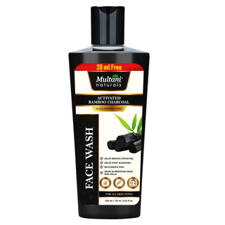 Multani Naturals Charcoal Face Wash for Men & Women | Detox & Deep Cleanse with Activated Bamboo Charcoal | Oil-Control, Acne-Prone Skin | 100 Ml