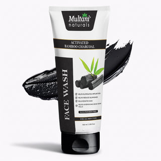 Multani Naturals Charcoal Face Wash for Men & Women | Detox & Deep Cleanse with Activated Bamboo Charcoal | Oil-Control, Acne-Prone Skin | 100 Ml