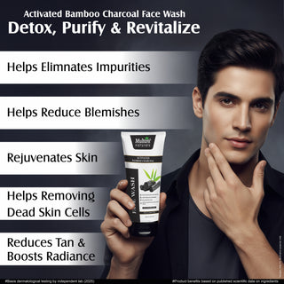 Multani Naturals Charcoal Face Wash for Men & Women | Detox & Deep Cleanse with Activated Bamboo Charcoal | Oil-Control, Acne-Prone Skin | 100 Ml