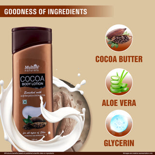 Multani Naturals Cocoa Body Lotion | Long Lasting Nourishment | Hydrating & Refreshing Skin| With Aloevera Juice & Cocoa Butter | Suitable for All Skin Type