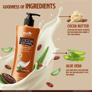 Multani Naturals Cocoa Body Lotion | Long Lasting Nourishment | Hydrating & Refreshing Skin| With Aloevera Juice & Cocoa Butter | Suitable for All Skin Type