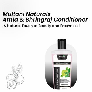 Multani Naturals Shampoo & Conditioner Combo | Neem & Aloe Vera Shampoo 270ml + Amla & Bhringraj Hair Conditioner 270ml | Anti-Dandruff | Strengthens Roots | Promotes Growth | For All Hair Types