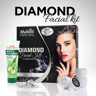 Multani Naturals Diamond Facial Kit For Diamond Glow | For Instant Glow & Temoves Dead Skin Cells