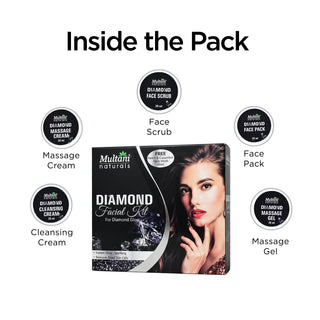 Multani Naturals Diamond Facial Kit For Diamond Glow | For Instant Glow & Temoves Dead Skin Cells