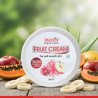 Multani Naturals Fruit Skin Cream | Nourishing & Hydrated | Quick Absorbing & Non Sticky Moisturizer for Face, Hands & Body | For Healthy, Soft & Glowing Skin