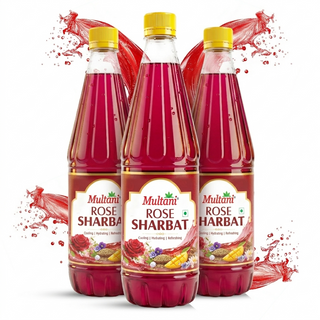 Multani Rose Sharbat | Natural refreshing drink enriched with Saunf, Rose, Mango, Khas, Nilofar, Banafsha & Shankhpushpi | Instant summer drink