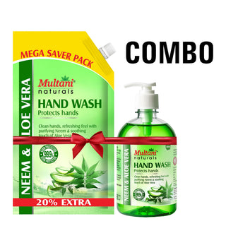 Multani Naturals Neem & Aloe Vera Hand Wash Combo Pack | 99.9% Germ Protection | Family Hygiene Value Pack