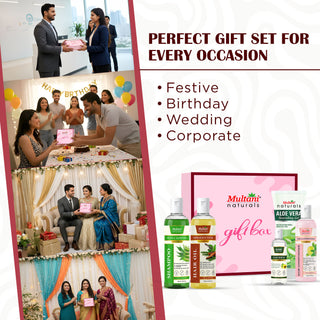 Multani Naturals Perfect Hair Care Gift Set for Every Occasion | Neem & Aloevera Shampoo | Amla & Bhringraj Conditioner | Shikakai & Tulsi Hair Oil| Aloe Vera Gel | Hair Serum