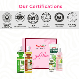 Multani Naturals Perfect Hair Care Gift Set for Every Occasion | Neem & Aloevera Shampoo | Amla & Bhringraj Conditioner | Shikakai & Tulsi Hair Oil| Aloe Vera Gel | Hair Serum