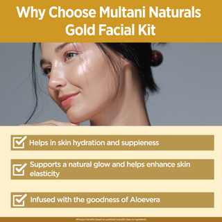 Multani Naturals Gold Facial Kit Contains | For Instant Glow & Removes Dead Skin Cells