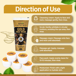 Multani Naturals Gold Facial Kit Contains | For Instant Glow & Removes Dead Skin Cells